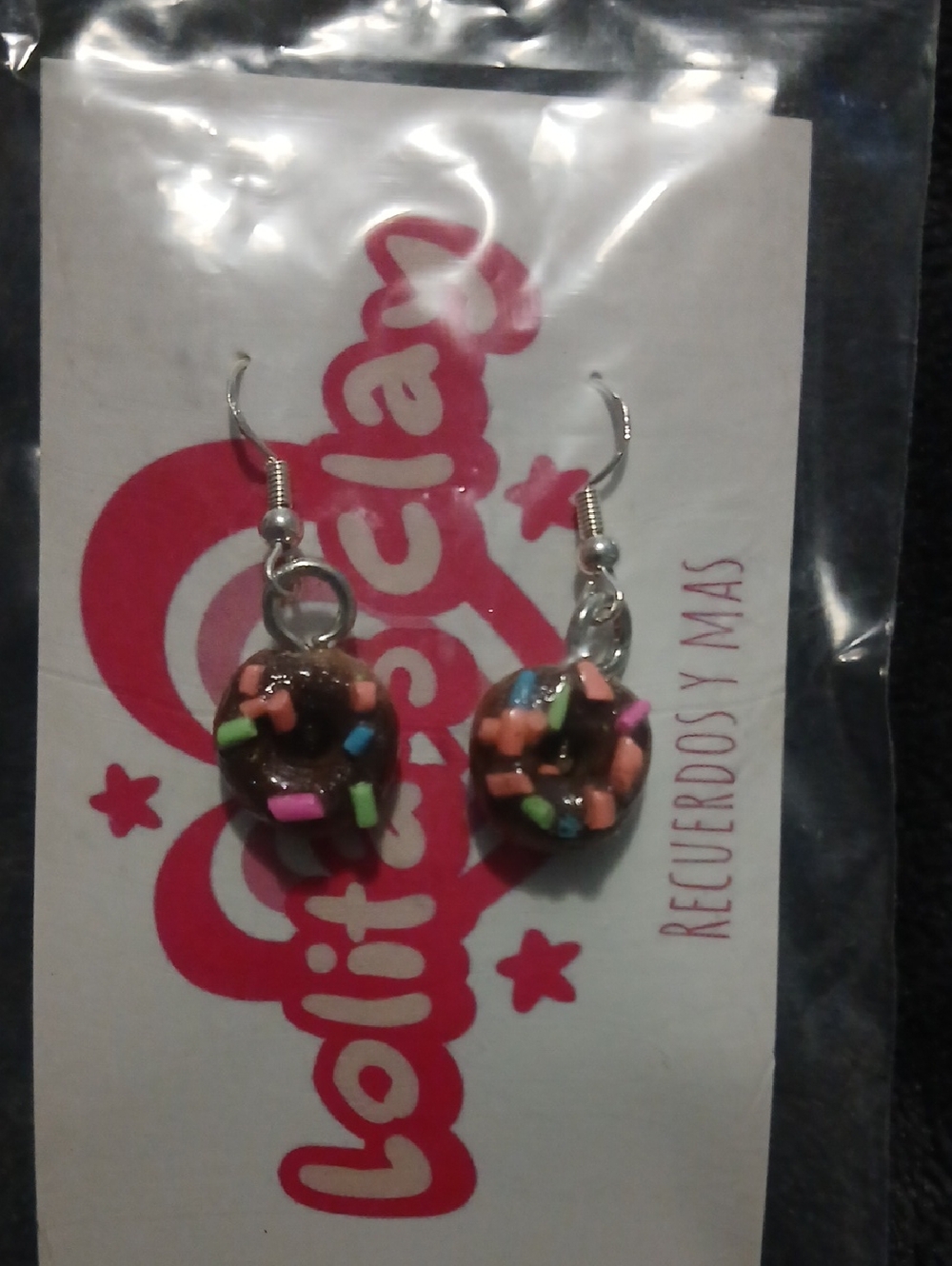 Chocolate Donut Dangle Earrings with Colorful Sprinkles